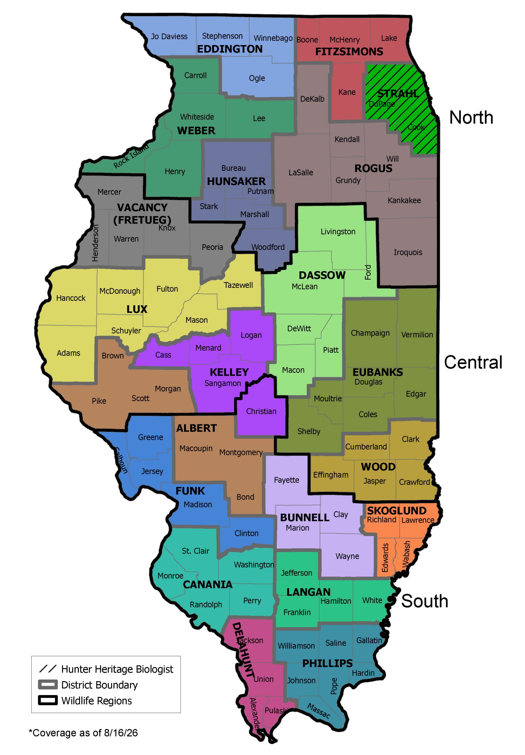 Illinois Wildlife District Biologist Map